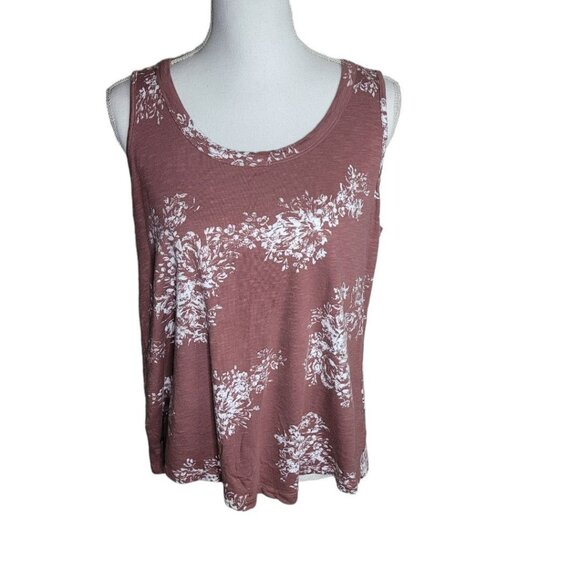 Maurices 24/7 Activewear Tank Sleeveless Shirt Brown Floral Womens Large - Picture 4 of 7